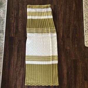 Green and Cream Ribbed Maxi Skirt for Casual Wear